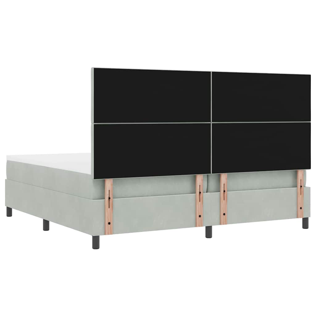 Box Spring Seng Med Madras Lysegrå 200 X 200 Cm Fløjl - Billede 11