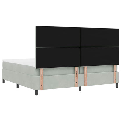 Box Spring Seng Med Madras Lysegrå 200 X 200 Cm Fløjl - Billede 11