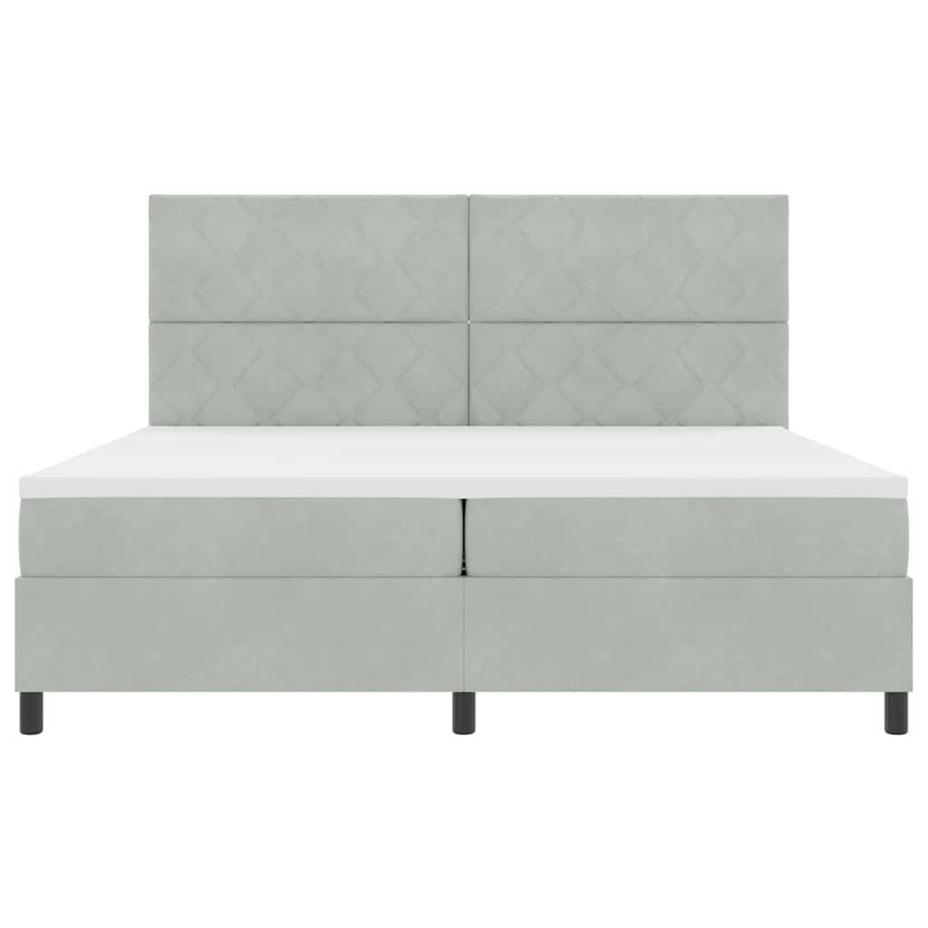 Box Spring Seng Med Madras Lysegrå 200 X 200 Cm Fløjl - Billede 9