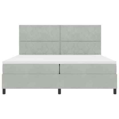 Box Spring Seng Med Madras Lysegrå 200 X 200 Cm Fløjl - Billede 9