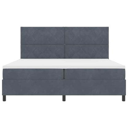 Box Spring Seng Med Madras Mørkegrå 200 X 200 Cm Fløjl - Billede 8