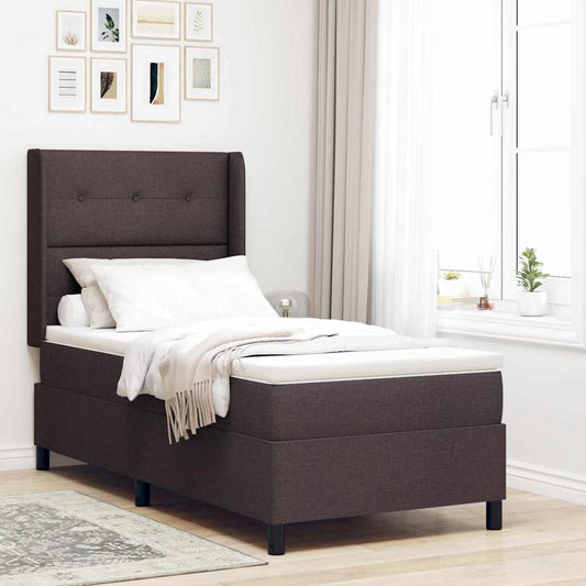 Box Spring Seng Med Madras Mørkebrun 100 X 200 Cm Stof - Hovedbillede