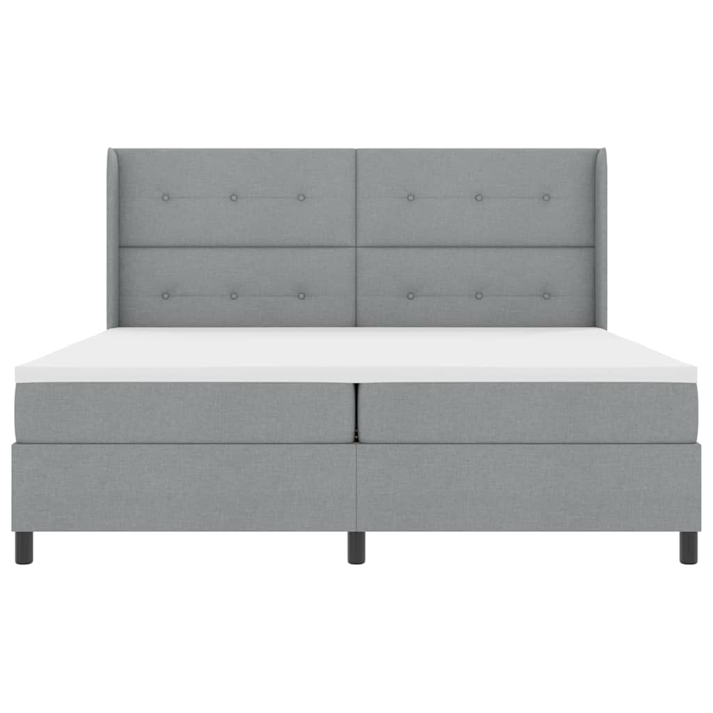 Box Spring Seng Med Madras Lysegrå 200 X 200 Cm Stof - Billede 9