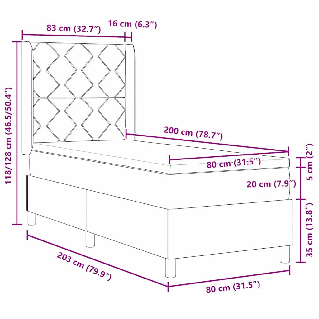 LED Box Spring Bed Med Hovedgærde Stof - Billede 14