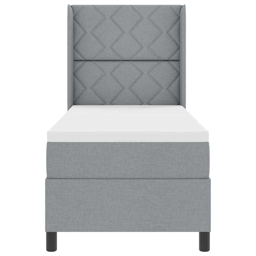 Box Spring Seng Med Madras Lysegrå 90 X 190 Cm Stof - Billede 9