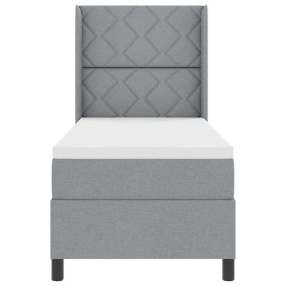 Box Spring Seng Med Madras Lysegrå 90 X 190 Cm Stof - Billede 9