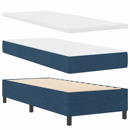 Box Spring Seng Med Madras Med Hovedgærde Blå 90 X 190 Cm Stof - Billede 7