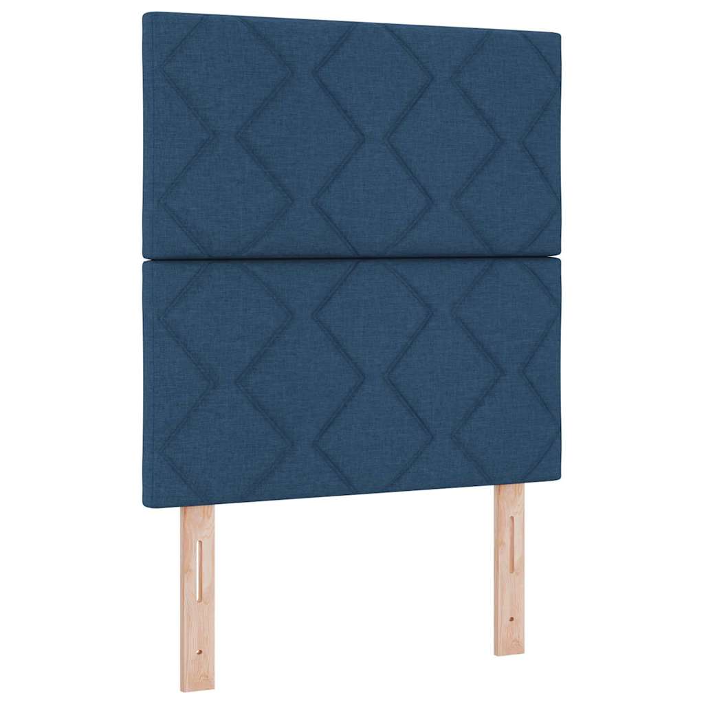 Box Spring Seng Med Madras Med Hovedgærde Blå 90 X 190 Cm Stof - Billede 8