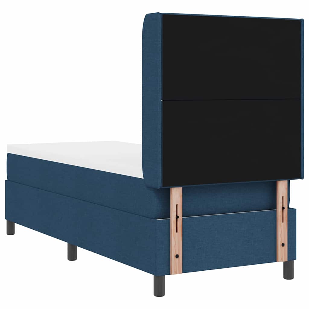 Box Spring Seng Med Madras Med Hovedgærde Blå 90 X 190 Cm Stof - Billede 11