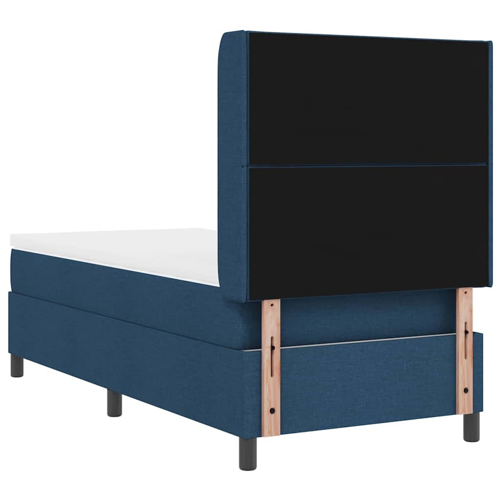 Box Spring Seng Med Madras Med Hovedgærde Blå 90 X 200 Cm Stof - Billede 7