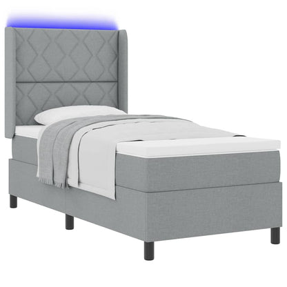 Box Spring Seng Med Madras Lysegrå 100 X 200 Cm Stof - Billede 3