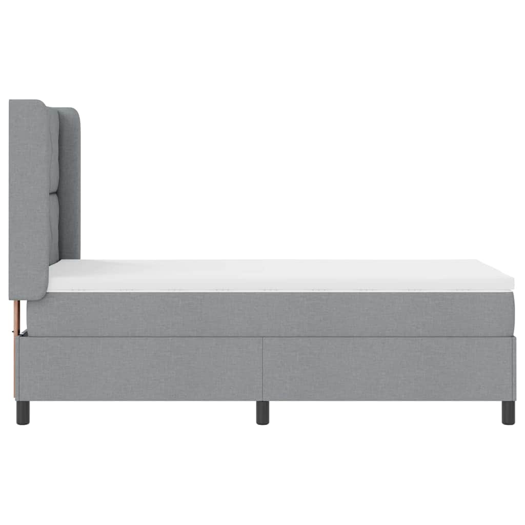 Box Spring Seng Med Madras Lysegrå 100 X 200 Cm Stof - Billede 8