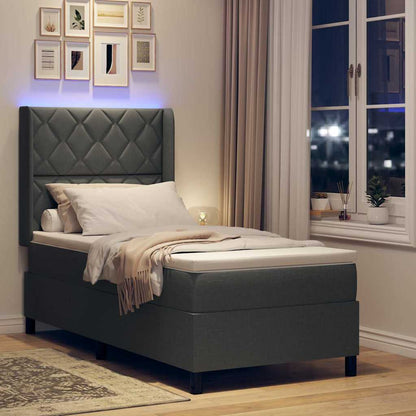 Box Spring Seng Med Madras Mørkegrå 100 X 200 Cm Stof - Billede 6