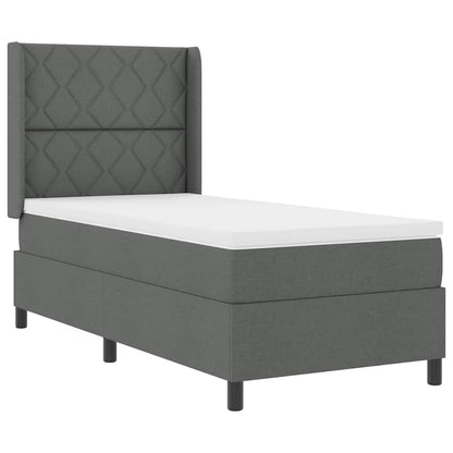 Box Spring Seng Med Madras Mørkegrå 100 X 200 Cm Stof - Billede 2