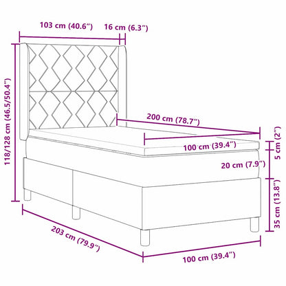 Box Spring Seng Med Madras Mørkegrå 100 X 200 Cm Stof - Billede 12