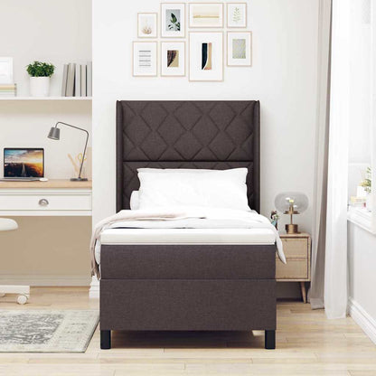 Box Spring Seng Med Madras Mørkebrun 100 X 200 Cm Stof - Billede 5