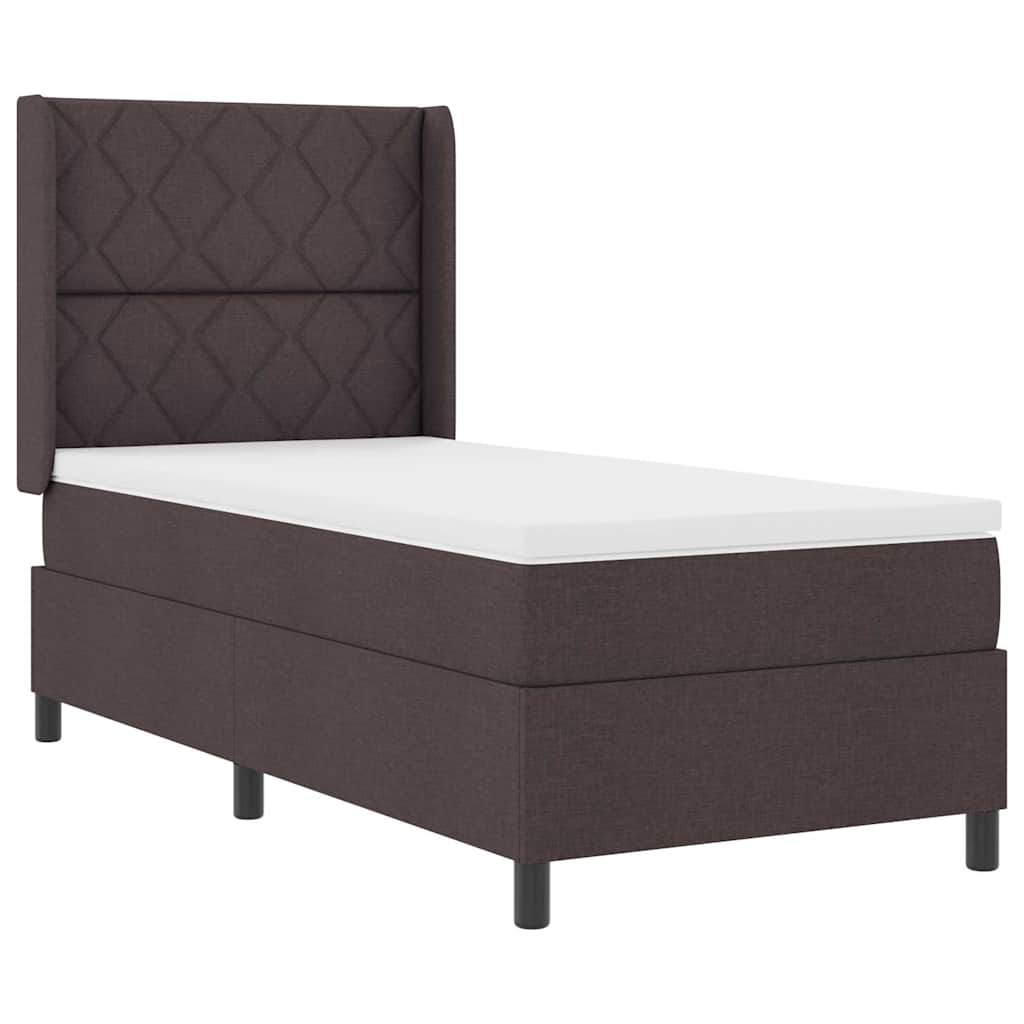 Box Spring Seng Med Madras Mørkebrun 100 X 200 Cm Stof - Billede 2