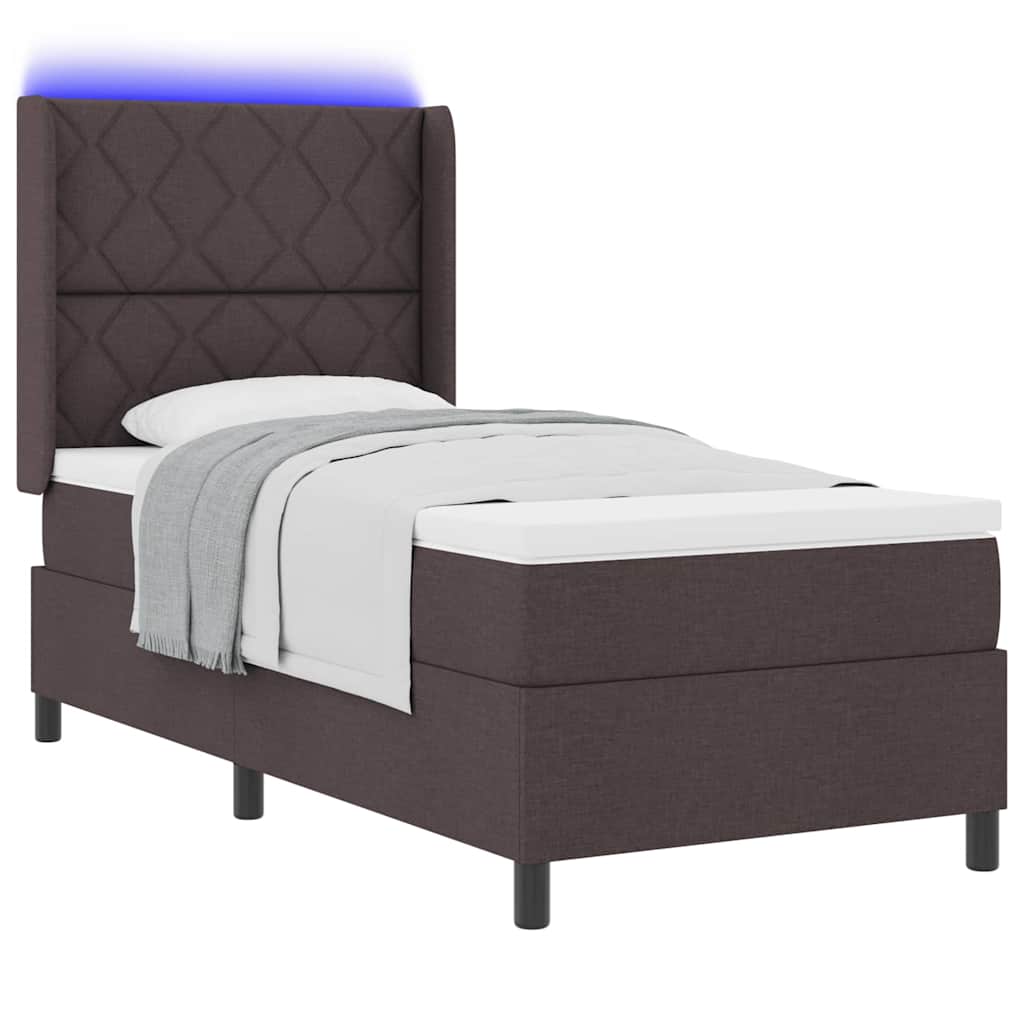 Box Spring Seng Med Madras Mørkebrun 100 X 200 Cm Stof - Billede 3