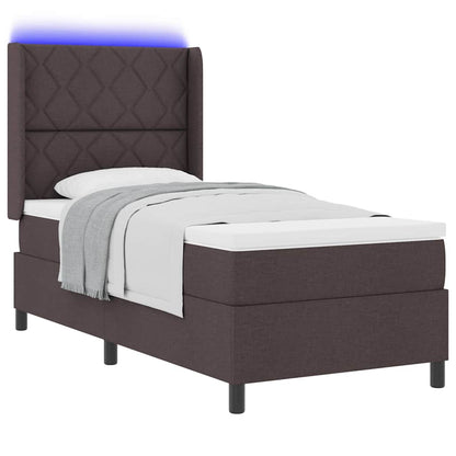 Box Spring Seng Med Madras Mørkebrun 100 X 200 Cm Stof - Billede 3