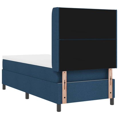 Box Spring Seng Med Madras Med Hovedgærde Blå 100 X 200 Cm Stof - Billede 11