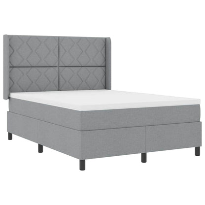 Box Spring Seng Med Madras Lysegrå 140 X 200 Cm Stof - Billede 2