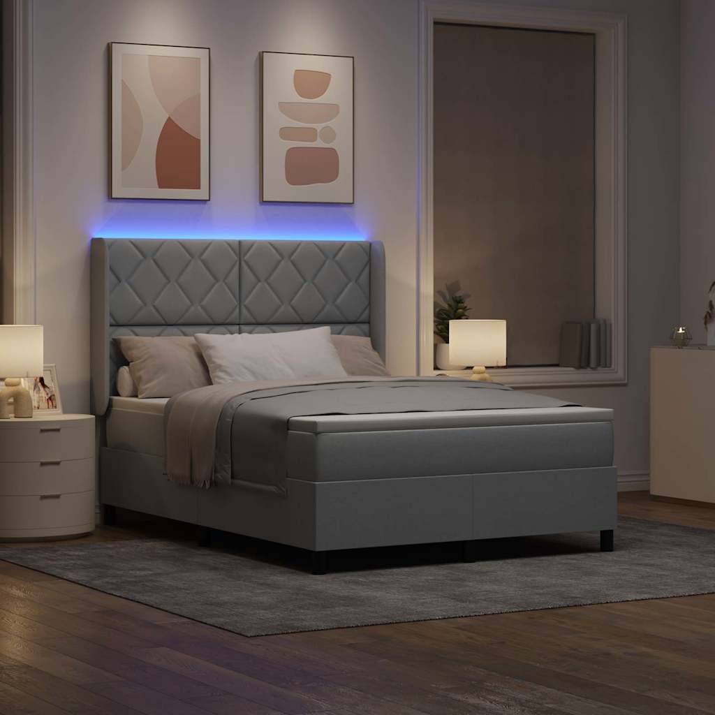 Box Spring Seng Med Madras Lysegrå 160 X 200 Cm Stof - Billede 6
