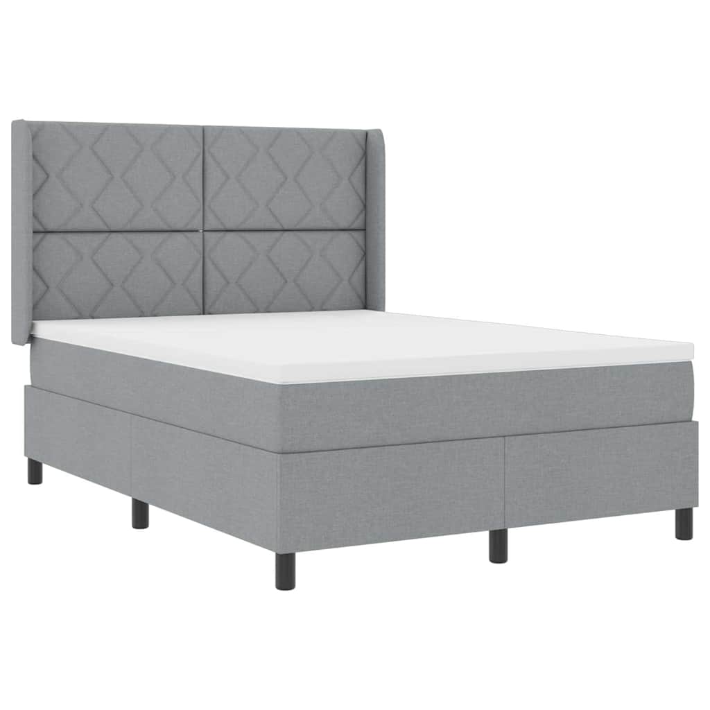 Box Spring Seng Med Madras Lysegrå 160 X 200 Cm Stof - Billede 2