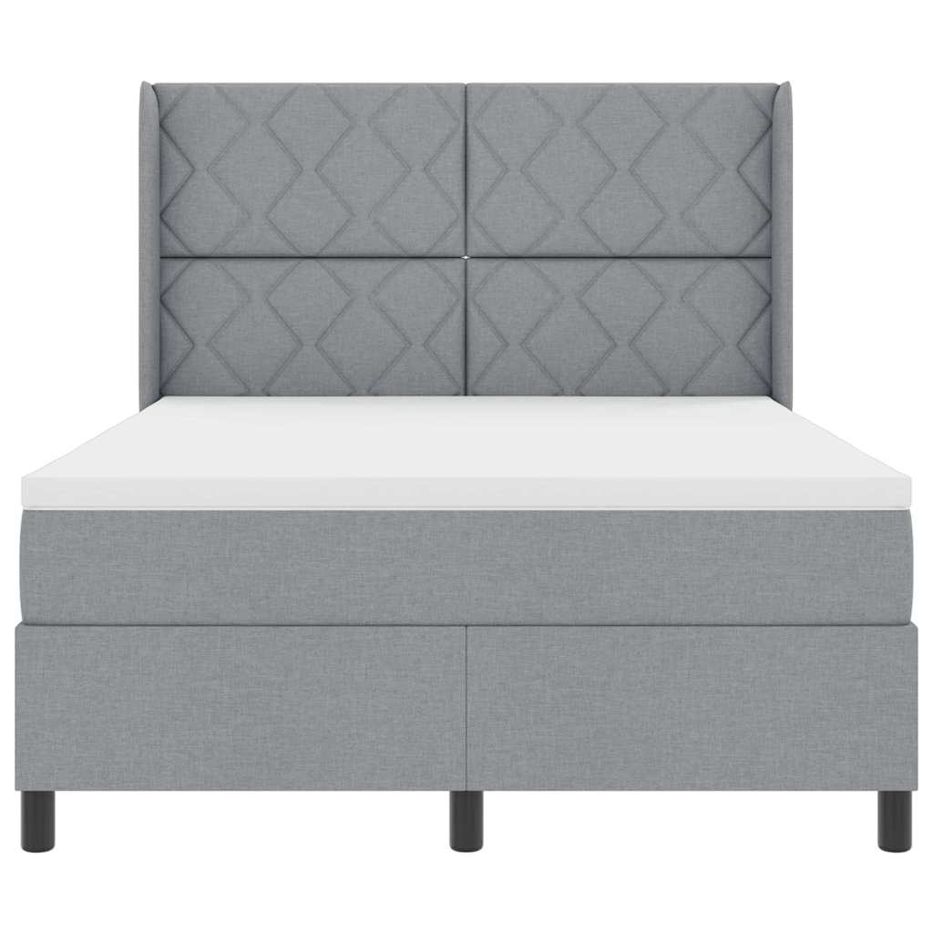 Box Spring Seng Med Madras Lysegrå 160 X 200 Cm Stof - Billede 9