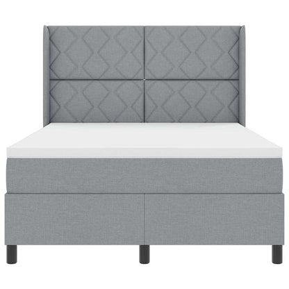 Box Spring Seng Med Madras Lysegrå 160 X 200 Cm Stof - Billede 9