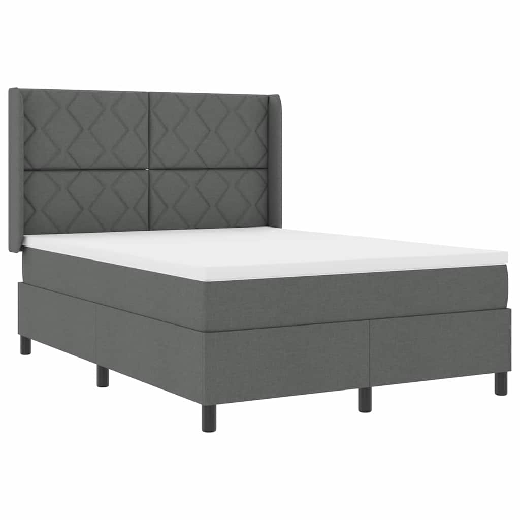 Box Spring Seng Med Madras Mørkegrå 160 X 200 Cm Stof - Billede 2