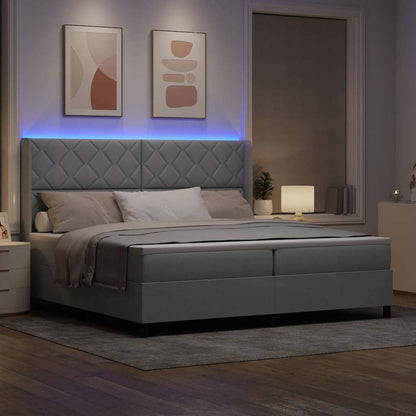 Box Spring Seng Med Madras Lysegrå 200 X 200 Cm Stof - Billede 6