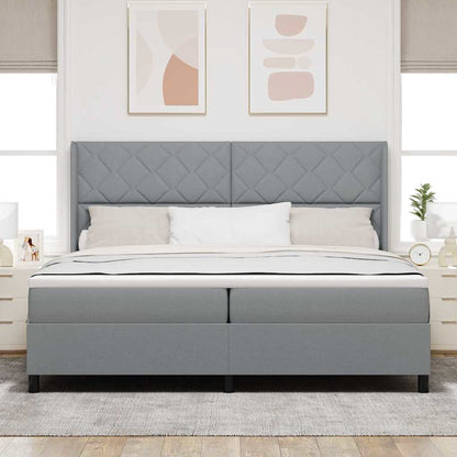 Box Spring Seng Med Madras Lysegrå 200 X 200 Cm Stof - Billede 5