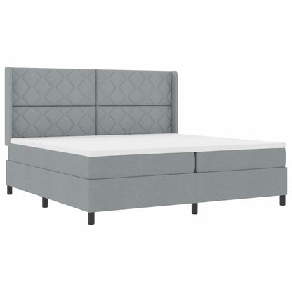 Box Spring Seng Med Madras Lysegrå 200 X 200 Cm Stof - Billede 2