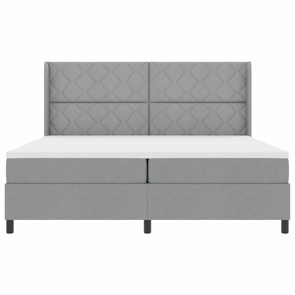Box Spring Seng Med Madras Lysegrå 200 X 200 Cm Stof - Billede 9
