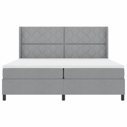 Box Spring Seng Med Madras Lysegrå 200 X 200 Cm Stof - Billede 9