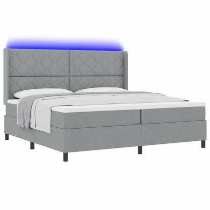 Box Spring Seng Med Madras Lysegrå 200 X 200 Cm Stof - Billede 3
