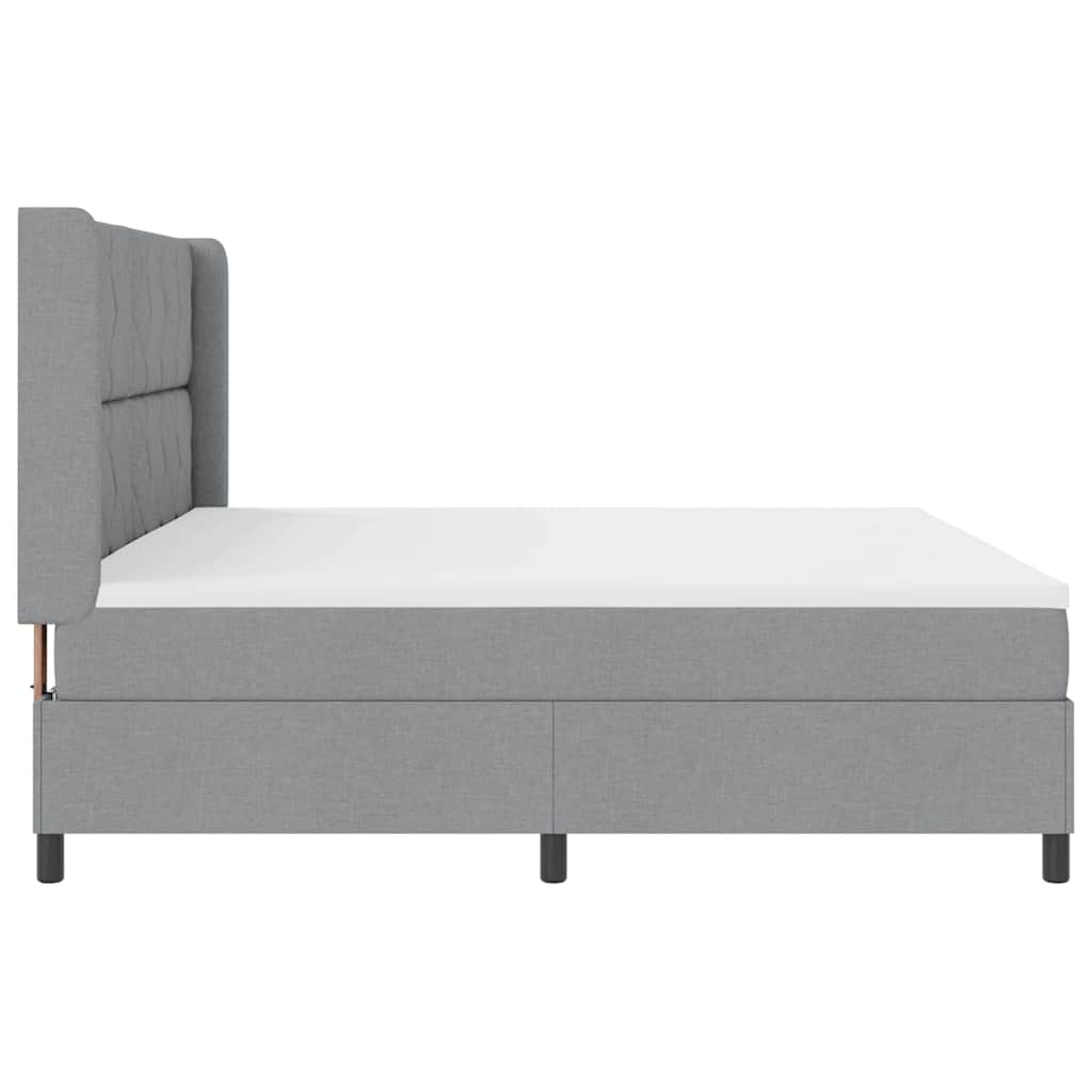 Box Spring Seng Med Madras Lysegrå 200 X 200 Cm Stof - Billede 10