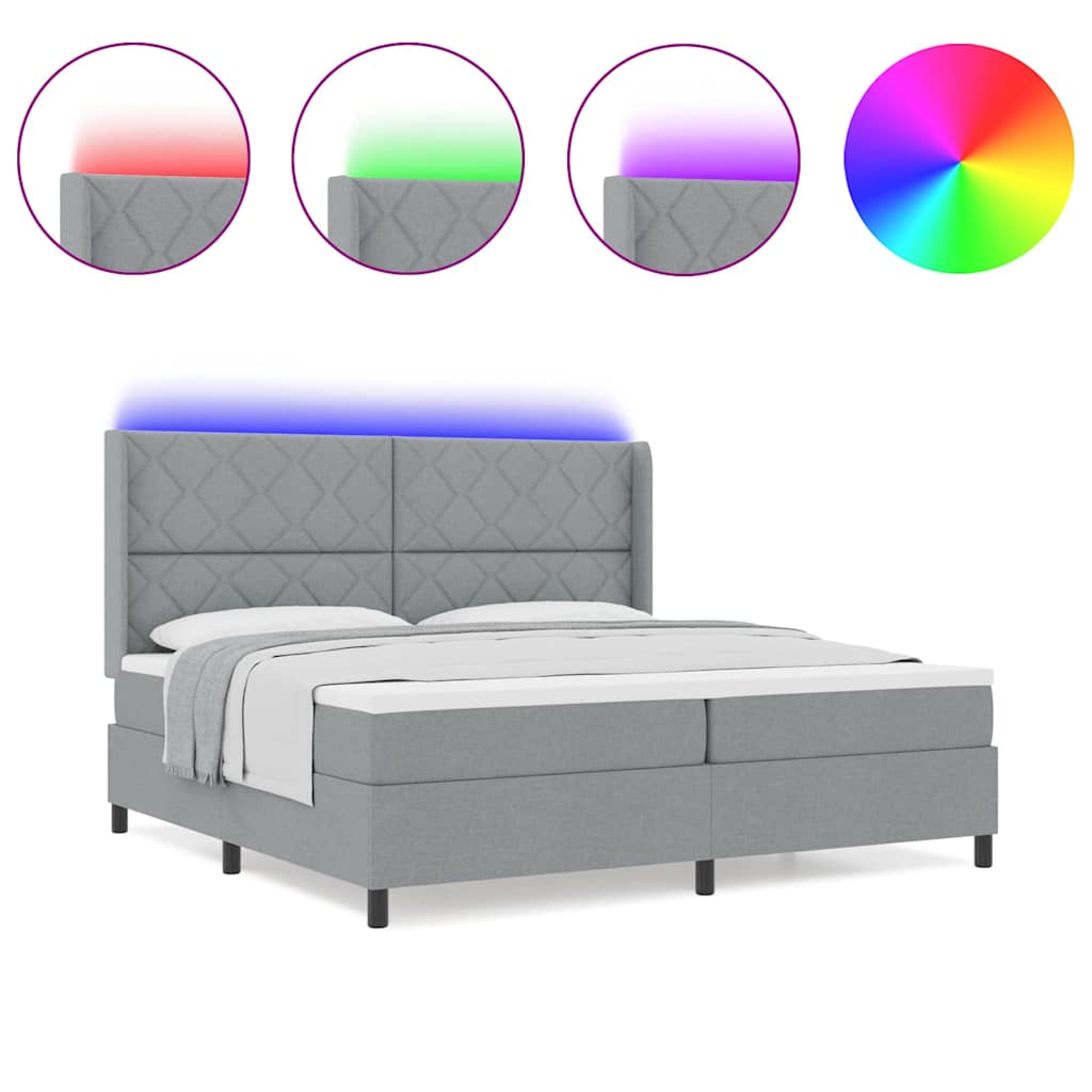 Box Spring Seng Med Madras Lysegrå 200 X 200 Cm Stof - Billede 4