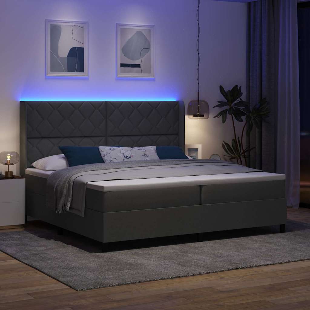 Box Spring Seng Med Madras Mørkegrå 200 X 200 Cm Stof - Billede 6