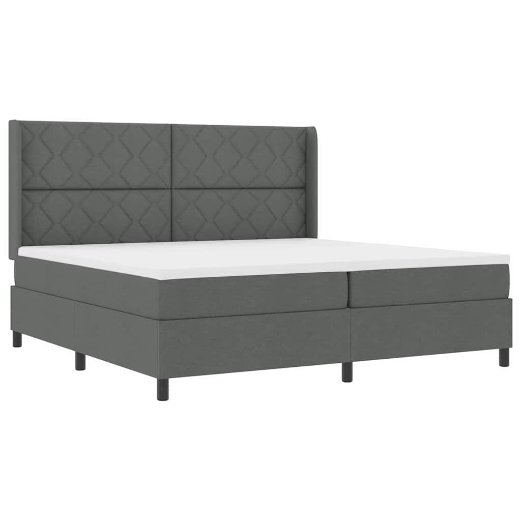 Box Spring Seng Med Madras Mørkegrå 200 X 200 Cm Stof - Billede 2