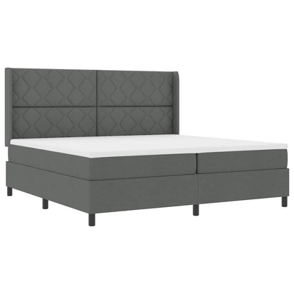 Box Spring Seng Med Madras Mørkegrå 200 X 200 Cm Stof - Billede 2