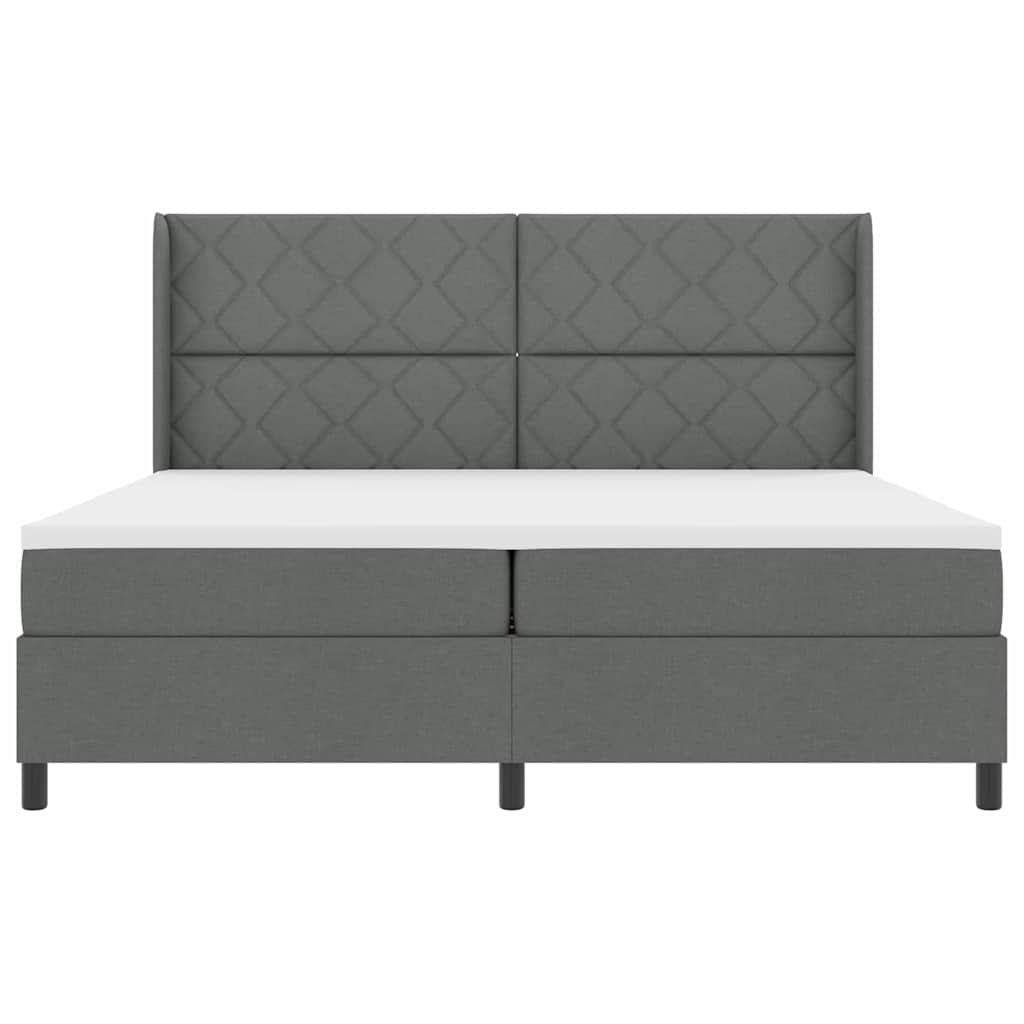 Box Spring Seng Med Madras Mørkegrå 200 X 200 Cm Stof - Billede 9