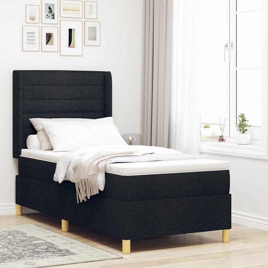 Box Spring Seng Med Madras Sort 100 X 200 Cm Stof - Hovedbillede