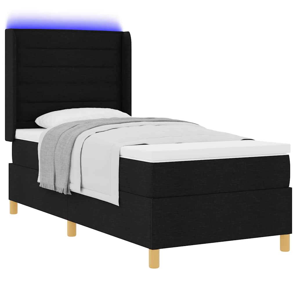 Box Spring Seng Med Madras Sort 100 X 200 Cm Stof - Billede 3