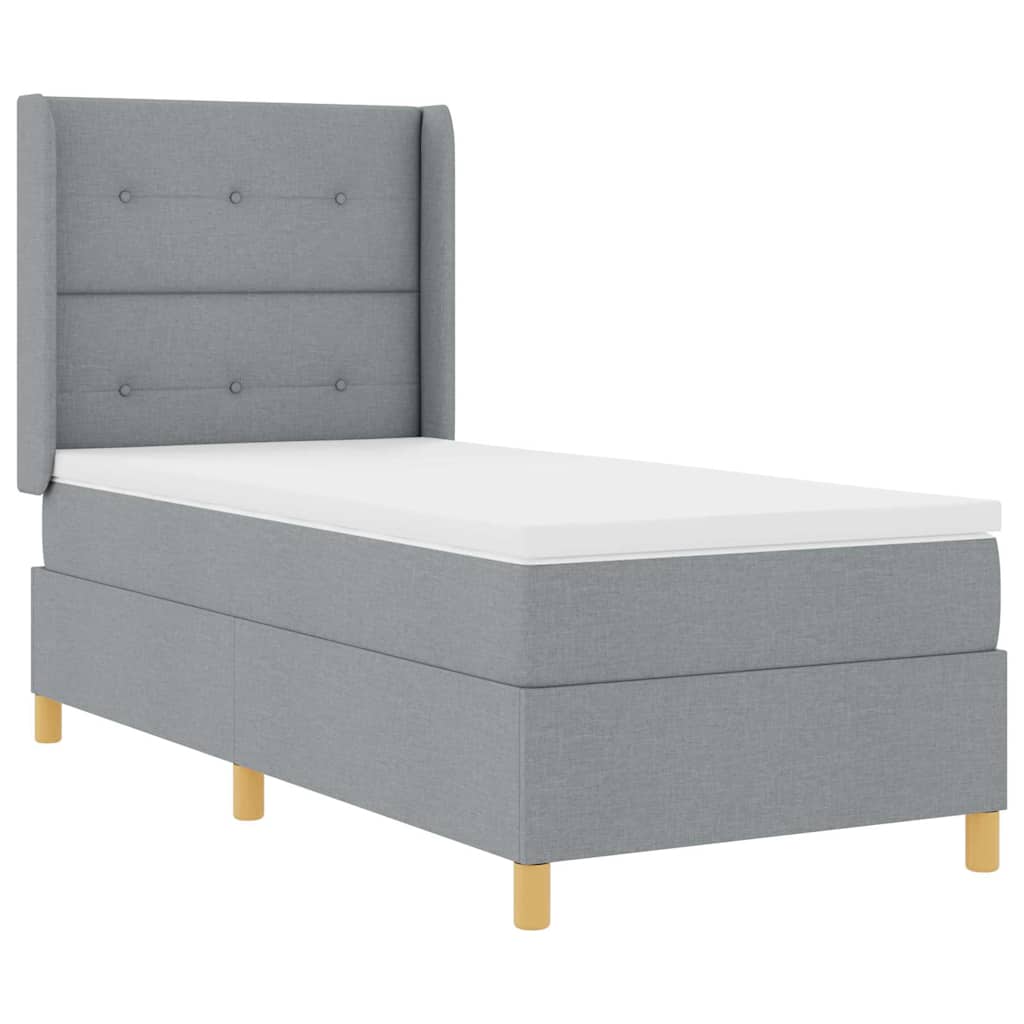 Box Spring Seng Med Madras Lysegrå 100 X 200 Cm Stof - Billede 2