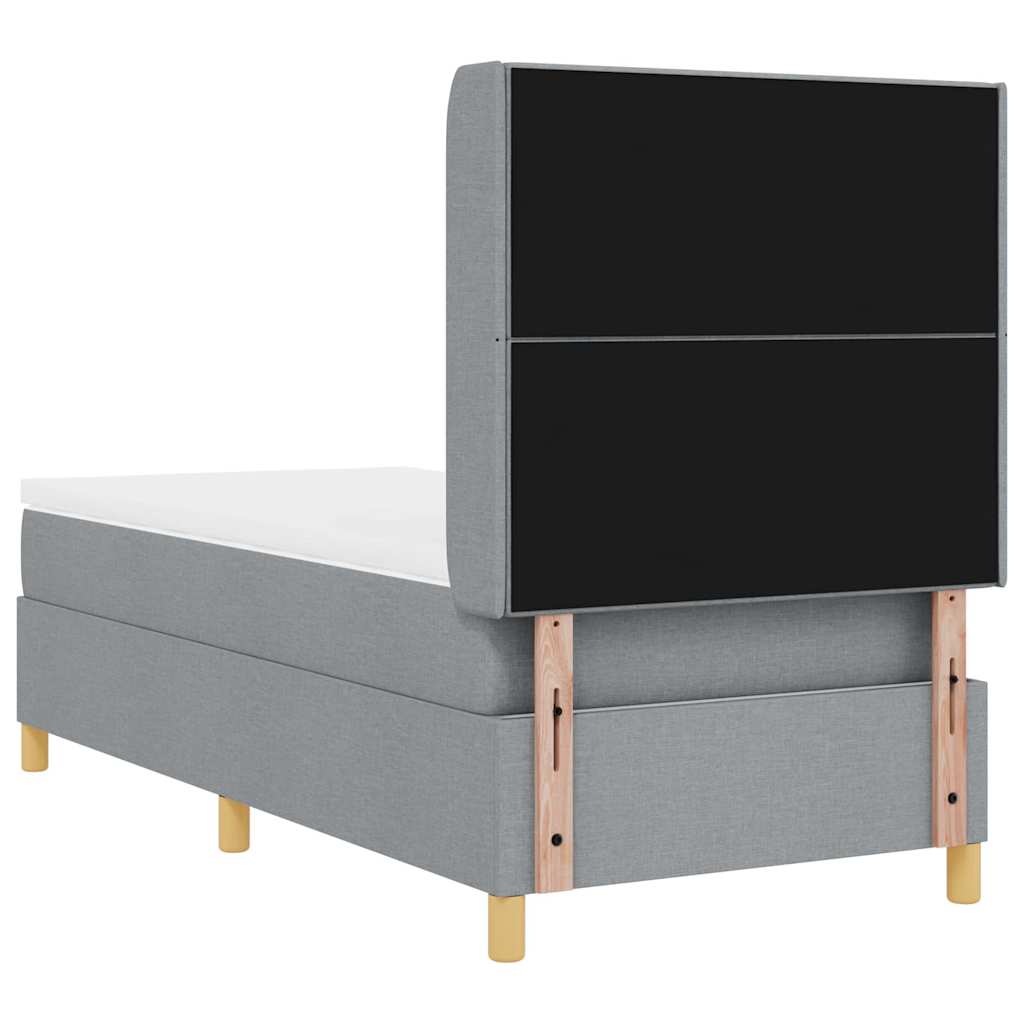Box Spring Seng Med Madras Lysegrå 100 X 200 Cm Stof - Billede 11