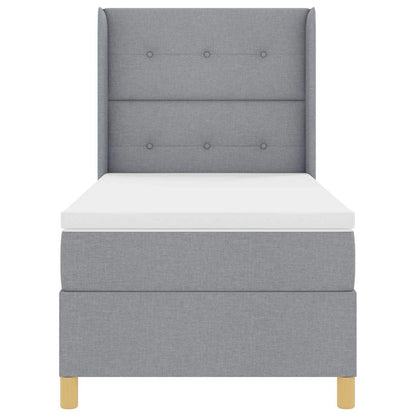 Box Spring Seng Med Madras Lysegrå 100 X 200 Cm Stof - Billede 9