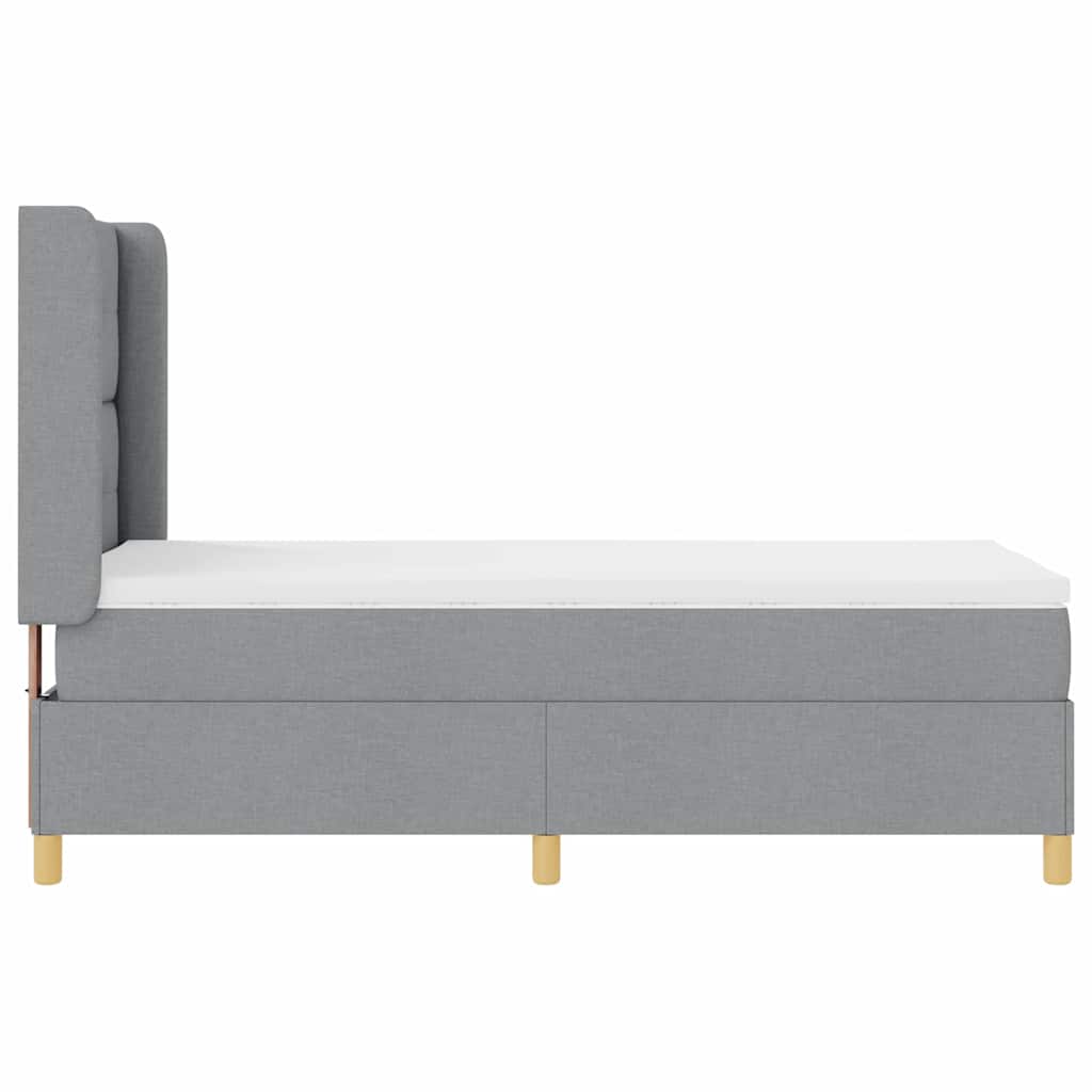 Box Spring Seng Med Madras Lysegrå 100 X 200 Cm Stof - Billede 10