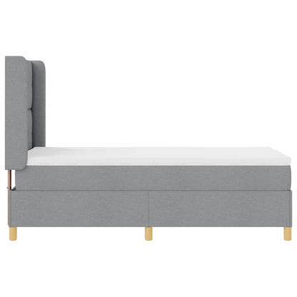 Box Spring Seng Med Madras Lysegrå 100 X 200 Cm Stof - Billede 10