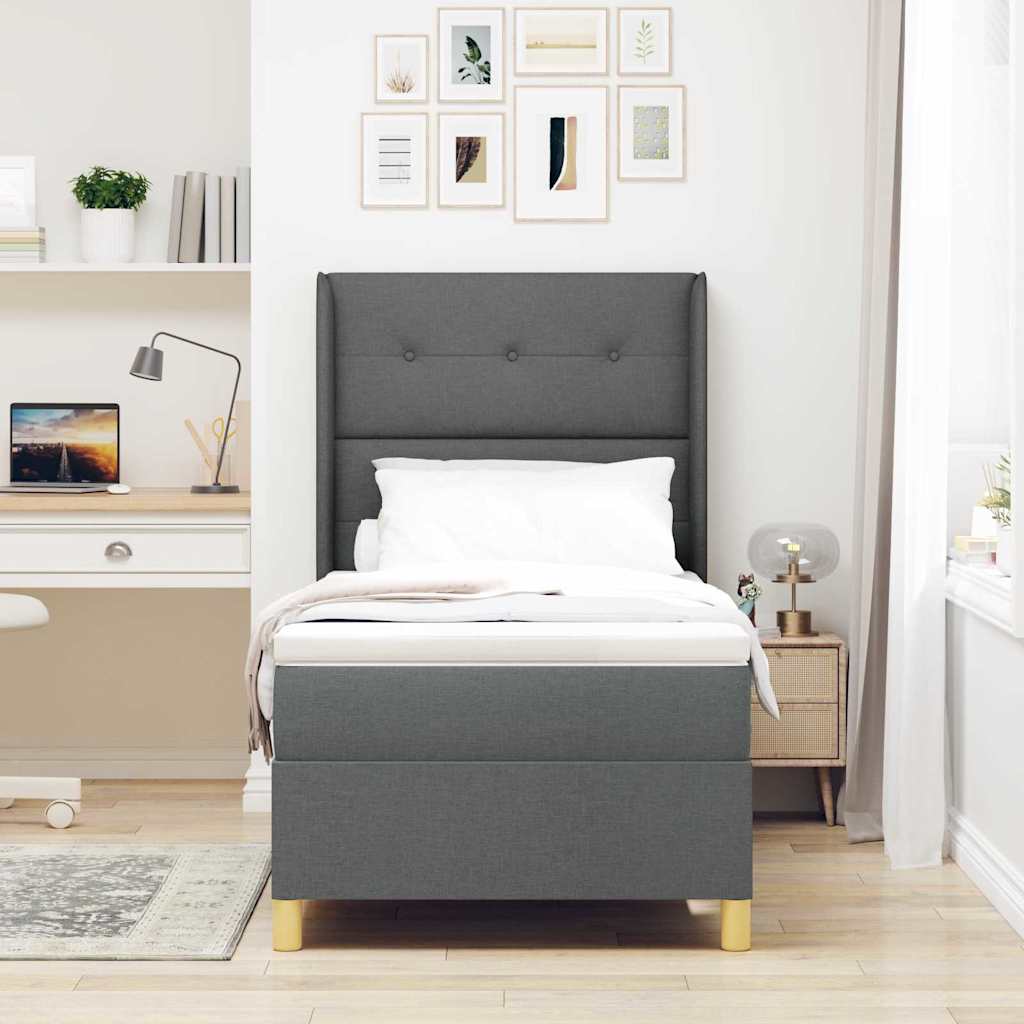 Box Spring Seng Med Madras Grå 100 X 200 Cm Stof - Billede 5